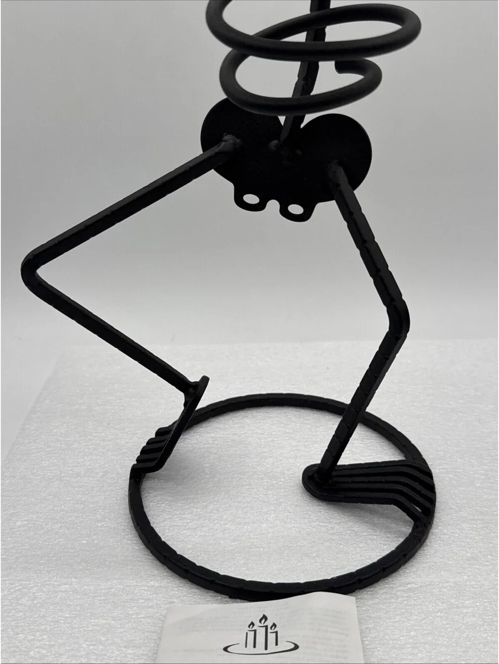 Vintage PartyLite Mr Bones Skeleton 15.25” Black Wrought Iron Votive Holder